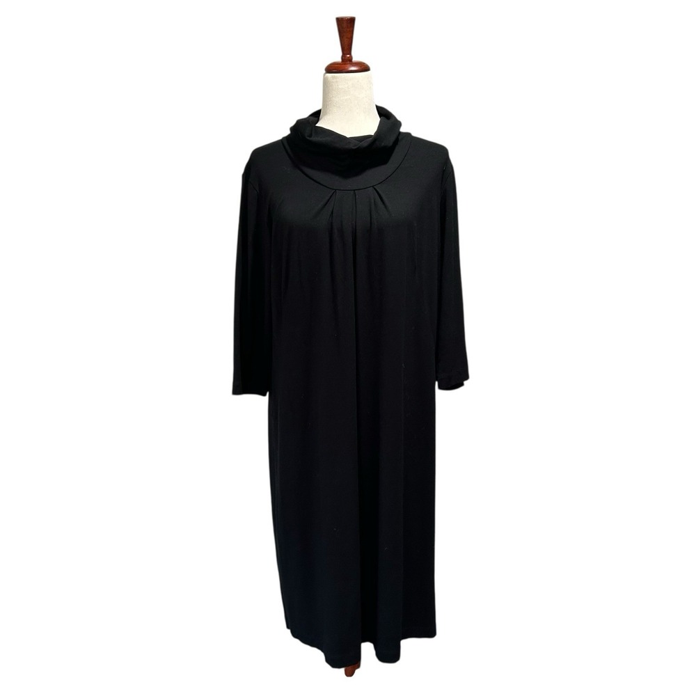 J.Jill‎ Women's Dress Size Medium Black Turtleneck Shift Longsleeve Jersey Knit